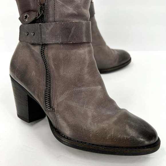 PAUL GREEN Dallas Bootie Shoes Womens 6.5 Distressed Gray Ankle Strap Heel Boot - Picture 13 of 13